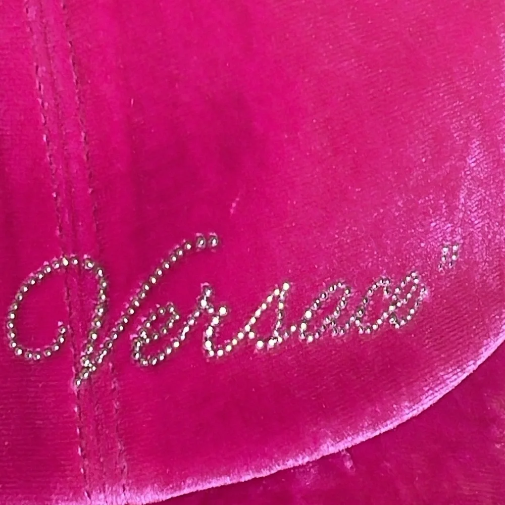 NWT VERY VERSACE VELVET PINK 59 SLIP-ON ADJUSTABLE BASEBALL CAP MADE IN ITALY - Picture 6 of 15